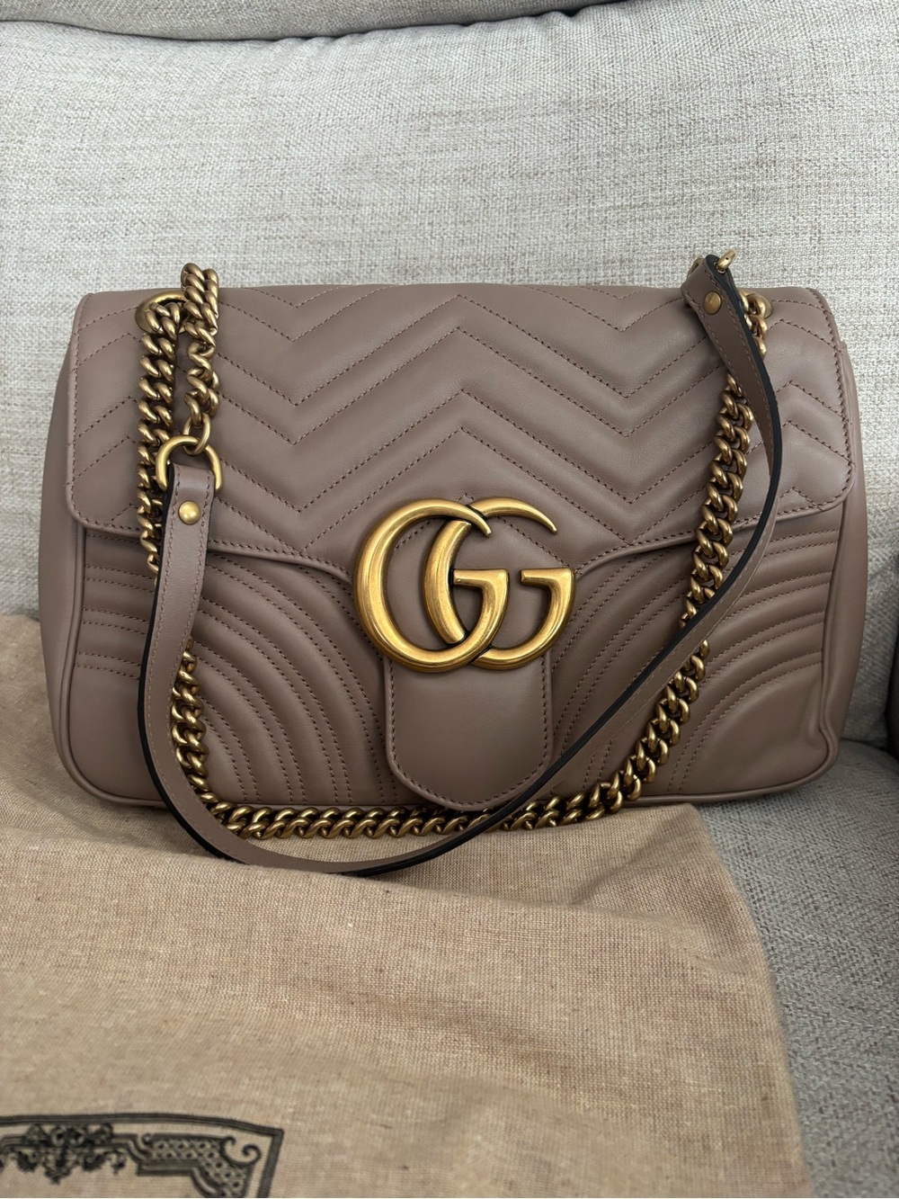 Gucci Matelassé Shoulder Bag in Porcelain Rose with Gold Hardware